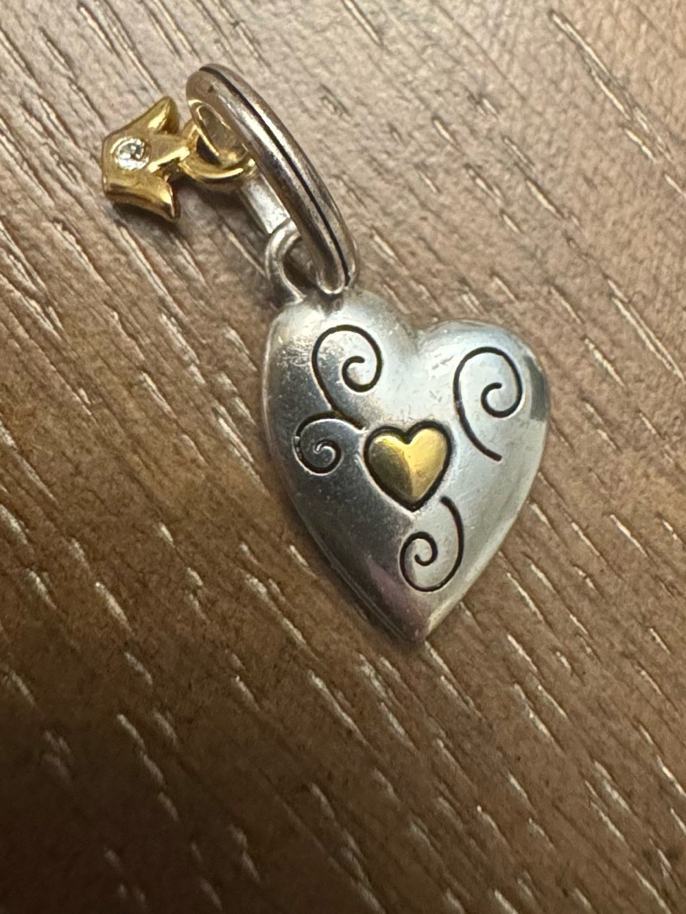 BRIGHTON “I Carry You In My Heart” Silver Charm with Gold Accent 💛🩶 - Picture 2 of 2